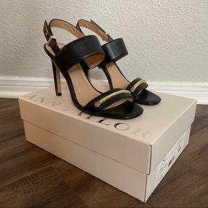 Ann Taylor black summer sandal heels pumps WORN 1x